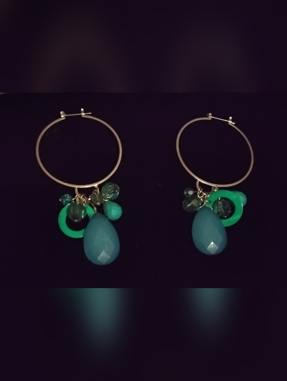 Bohemian Turquiose Teardrop , Blue Bead Hoops